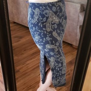 Gorgeous Paisley Skirt Midi Blue & Gray Green
